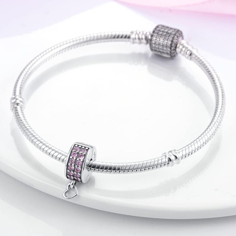 Parmuz Clip Spacer Charm for Bracelet 925 Sterling Silver Pave Cubic Zirconia Clip Lock Spacer Stopper Bead Star Moon Evil Eye charms Jewelry Gift for Woman - Image 2